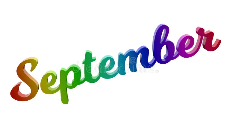 september month calligraphic text title d letters colored rgb rainbow gradient white background k resolution perfect 96965966