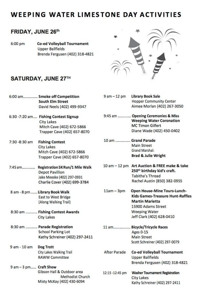 ww limestone day 2026 schedule